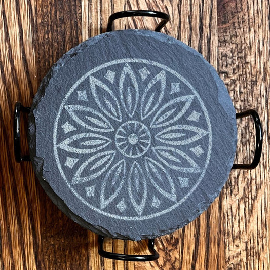 Slate Coasters with Holder
